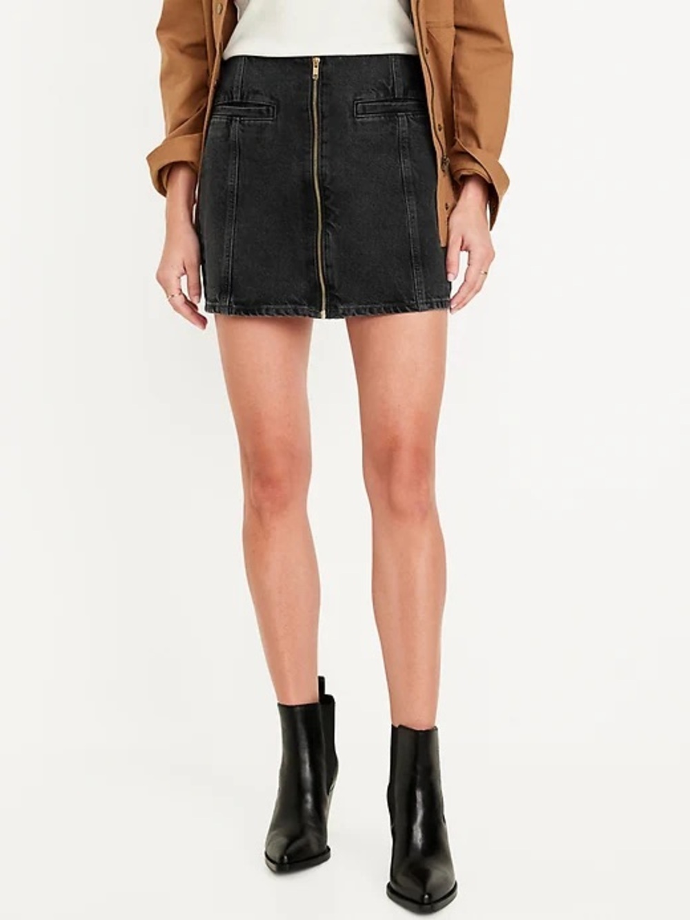 Old Navy OG Mid Rise Black Denim Skirt with Zipper Size 6